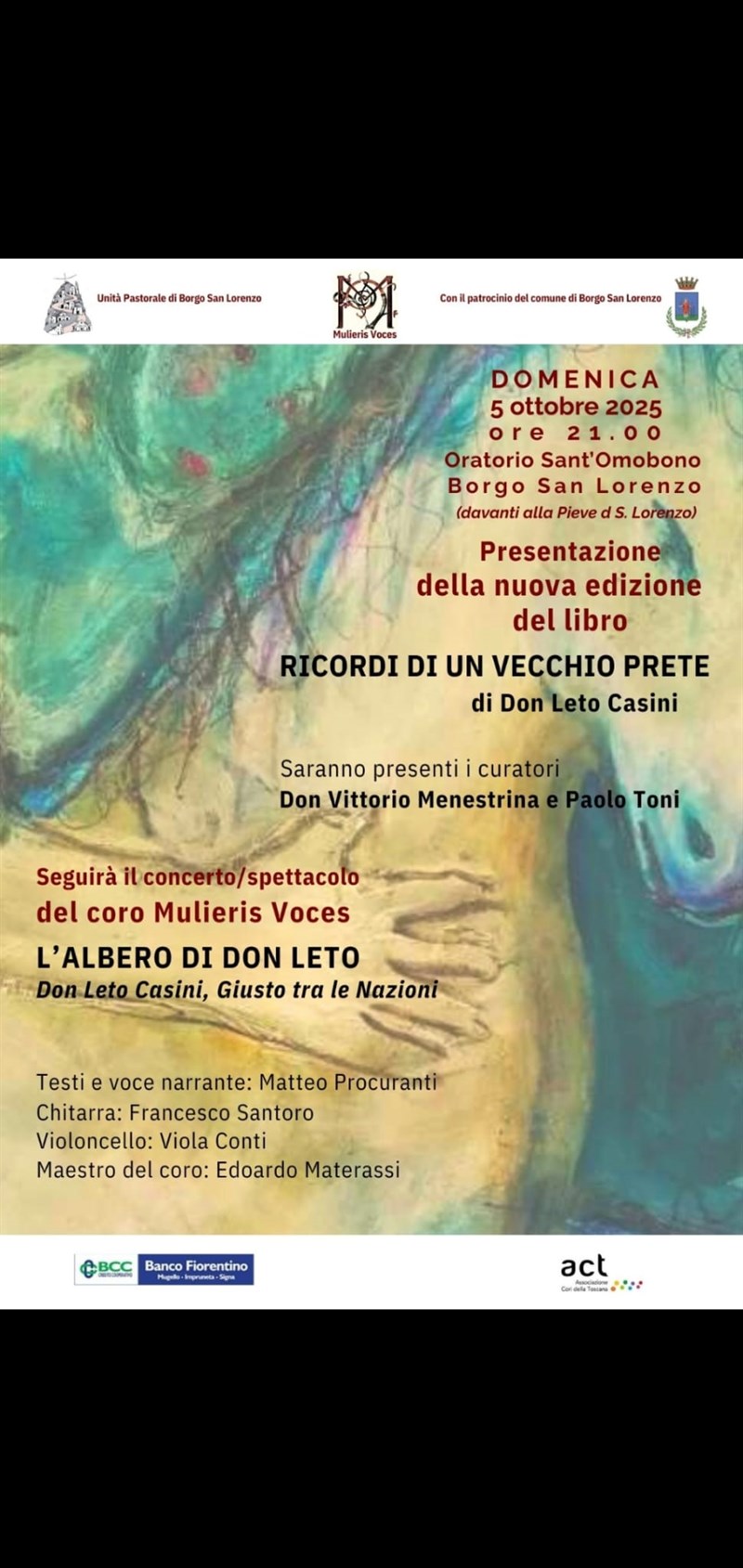La locandina dell’evento culturale nell’Oratorio di Sant’Omobono.      