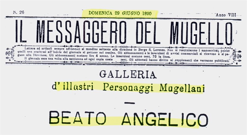 Il trafiletto sul Messaggero del Mugello datato 1890.   