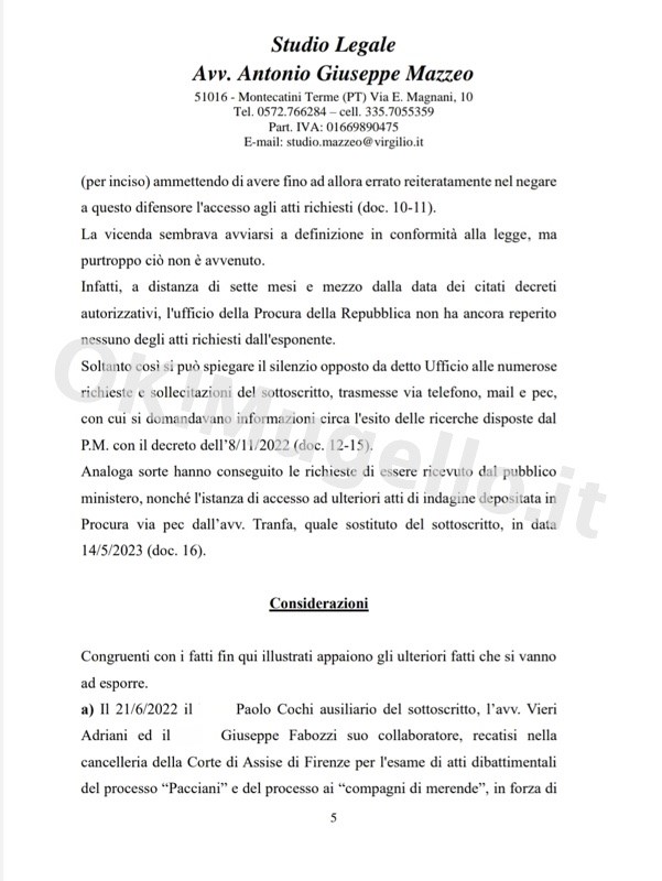 documenti Mostro di Firenze