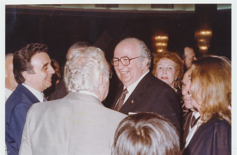 A sinistra Aldo Affortunati fra gli ospiti durante la visita in Brasile nel 1981 dell’On. Giovanni Spadolini, all’epoca presidente del Consiglio dei Ministri.