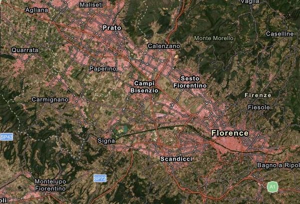 Mappa 2012 zona fra Firenze e Pistoia