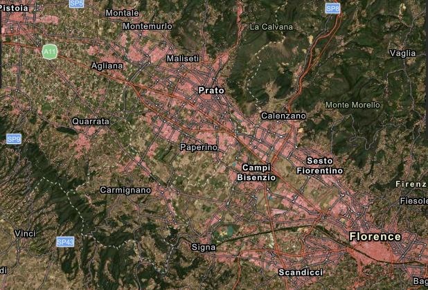 Mappa 2022 zona fra Firenze e Pistoia