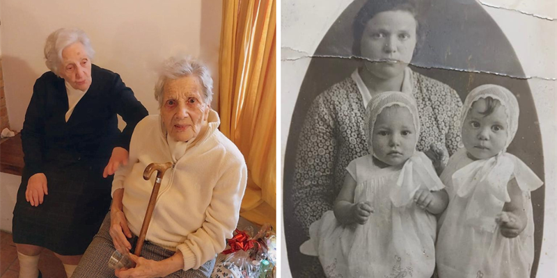 Carla e Guglielmina oggi e sulle ginocchia della madre