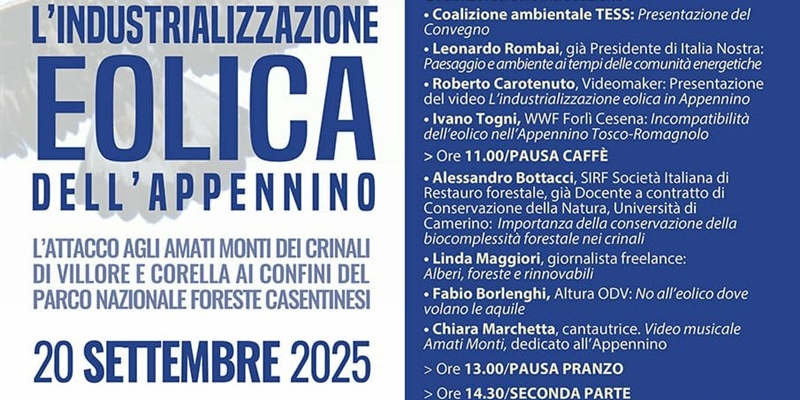 San Godenzo ospita un convegno sull’impatto dell’eolico industriale sull’appennino