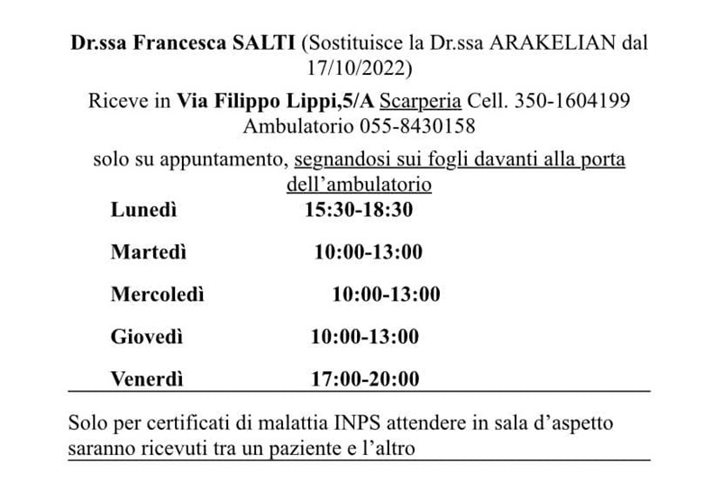 Gli orari dei medici