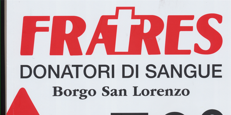 Il frontespizio del libro sui 70 anni di storia del Gruppo Donatori di Sangue Fratres di Borgo San Lorenzo.