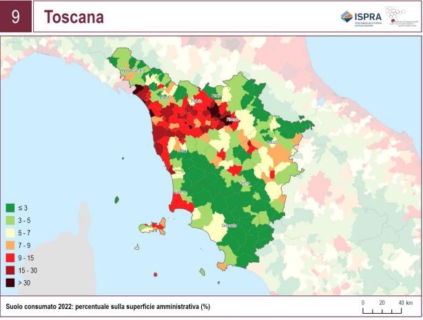 Il consumo del suolo in Toscana