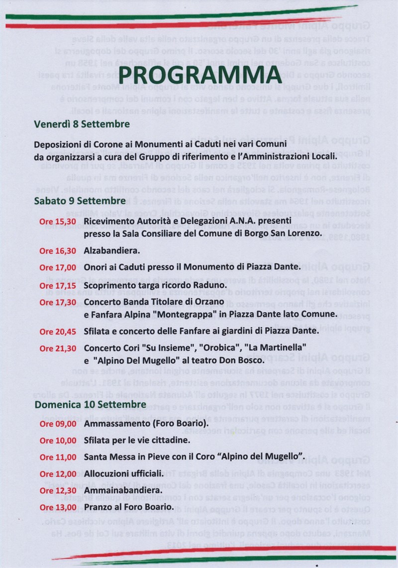 Il programma salvo variazioni dell'ultimo momento