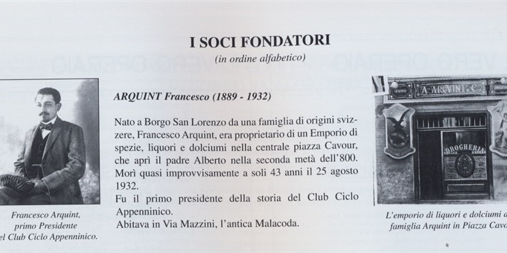 Francesco Arquint primo presidente del Club Ciclo Appenninico