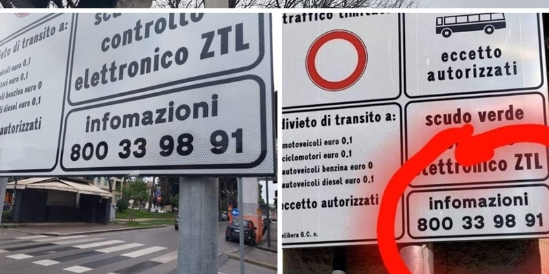 Il cartello incriminato