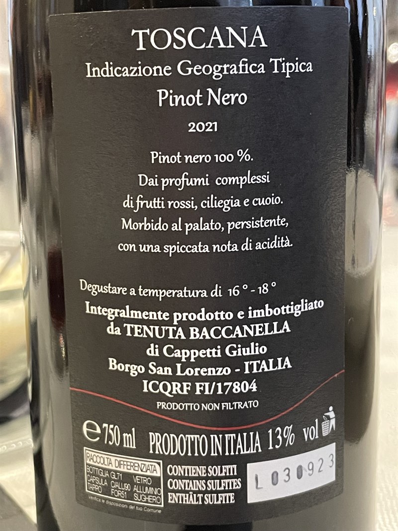 Il vino pinot nero