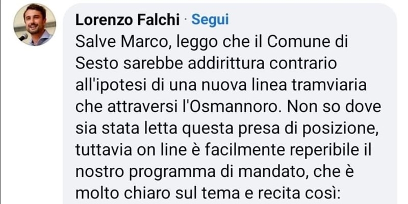 Il post del sindaco di Sesto Fiorentino