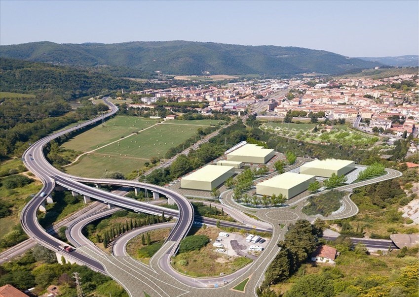 Randering del progetto di recupero della Ex Italcementi -  Pelago Retail Park