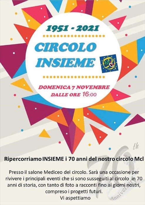 IL volantino per i 70 anni del Circolo
