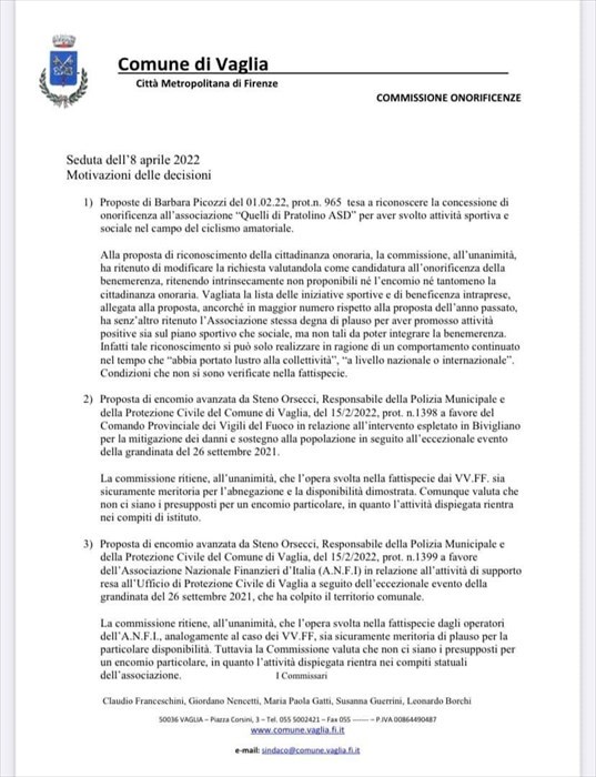 Il verbale della Commissione