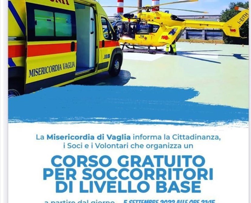 Corso gratuito per soccorritori alla Misericordia di Vaglia. Le info