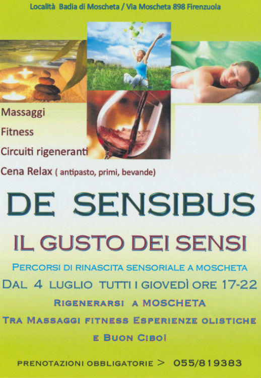 De Sensibus. Ogni giovedì massaggi, fitness e buon cibo a Moscheta...