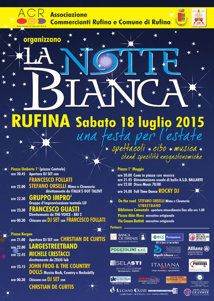 Rufina. Notte Bianca per celebrare il centenario