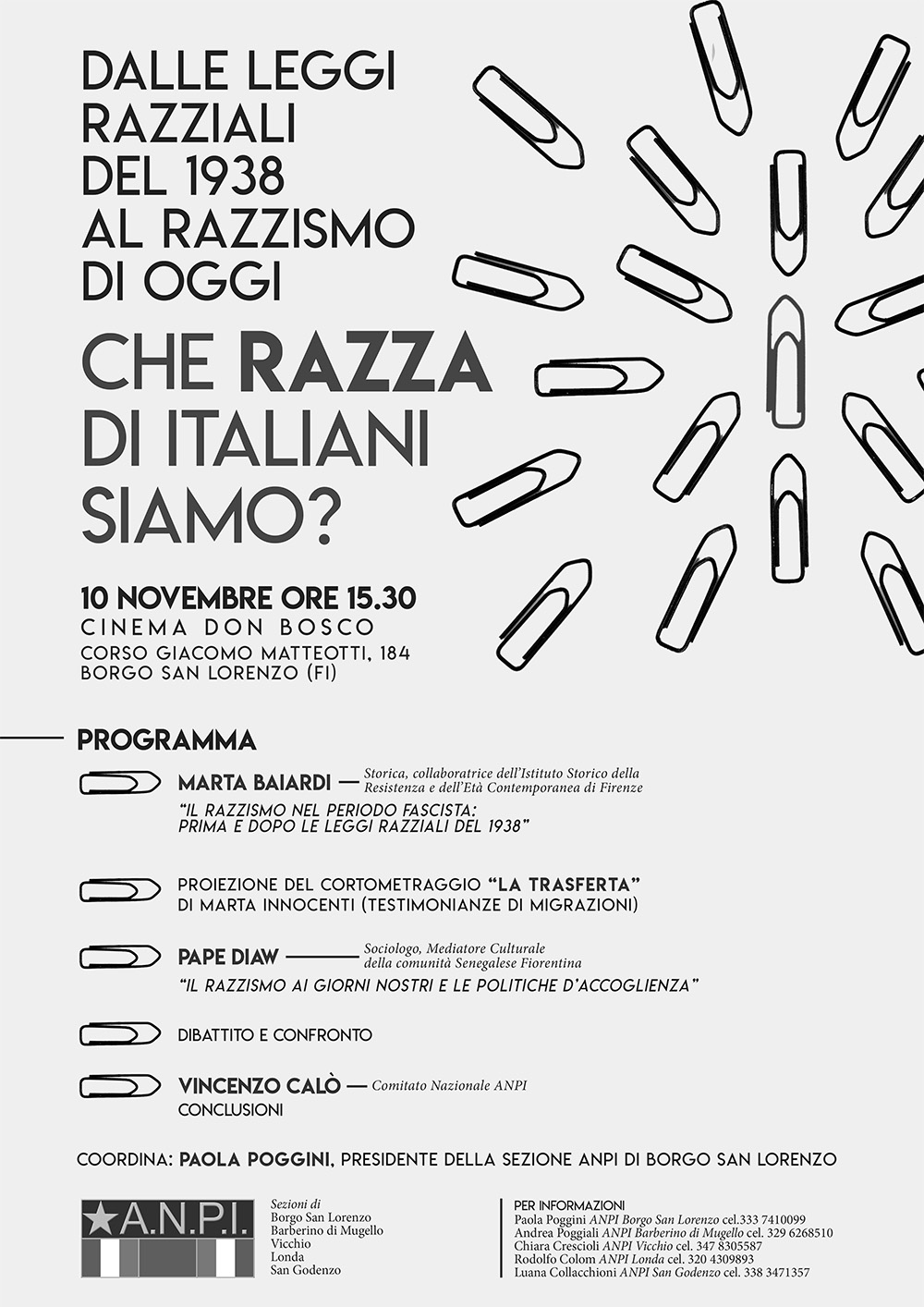 A Borgo il convegno: "dalle leggi razziali del 1938 al razzismo di oggi"
