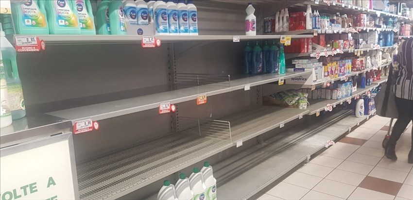 Situazione scaffali alla Coop di Figline Valdarno (FI) il 24/02/2020