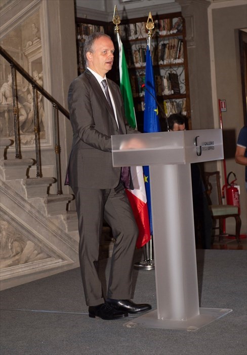 Direttore degli Uffizi Erich Shmidt durante durante l'incontro del 9 luglio