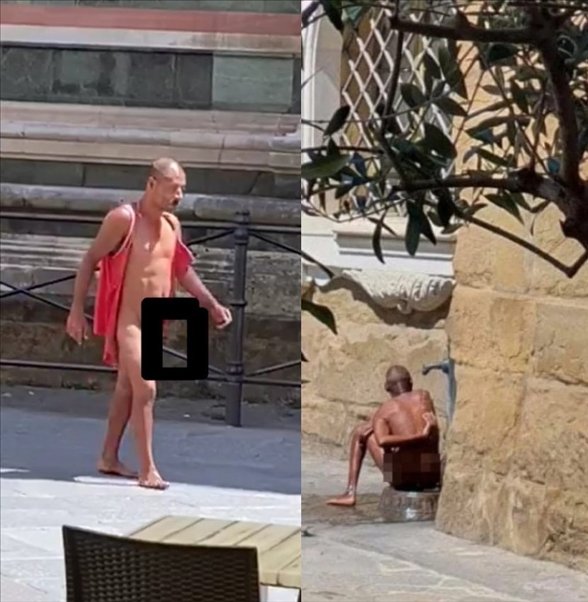 I due uomini nudi in centro