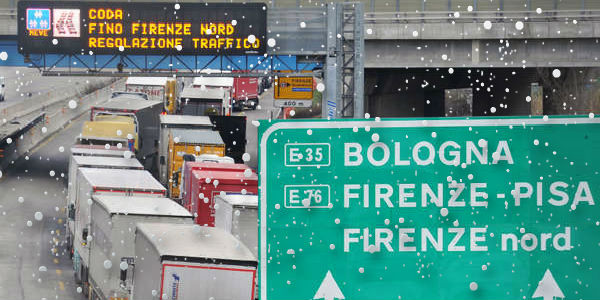 Nevischio in A1 tra Firenze e Arezzo