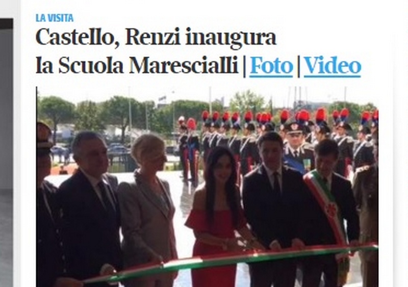 Renzi inaugura la Scuola Marescialli di Firenze, con il ministro Pinotti