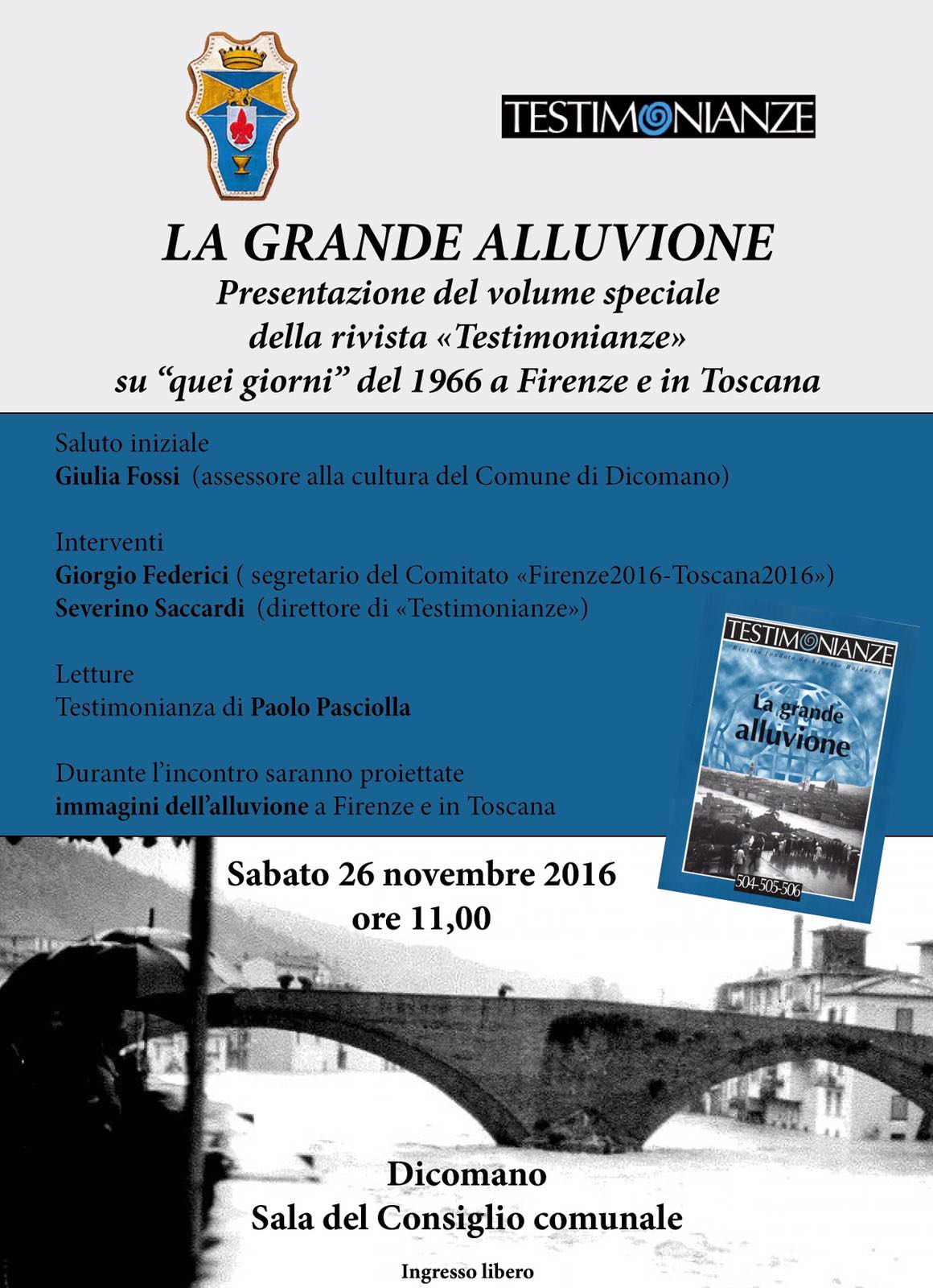 Presentazione de “La grande alluvione” volume speciale della rivista testimonianze