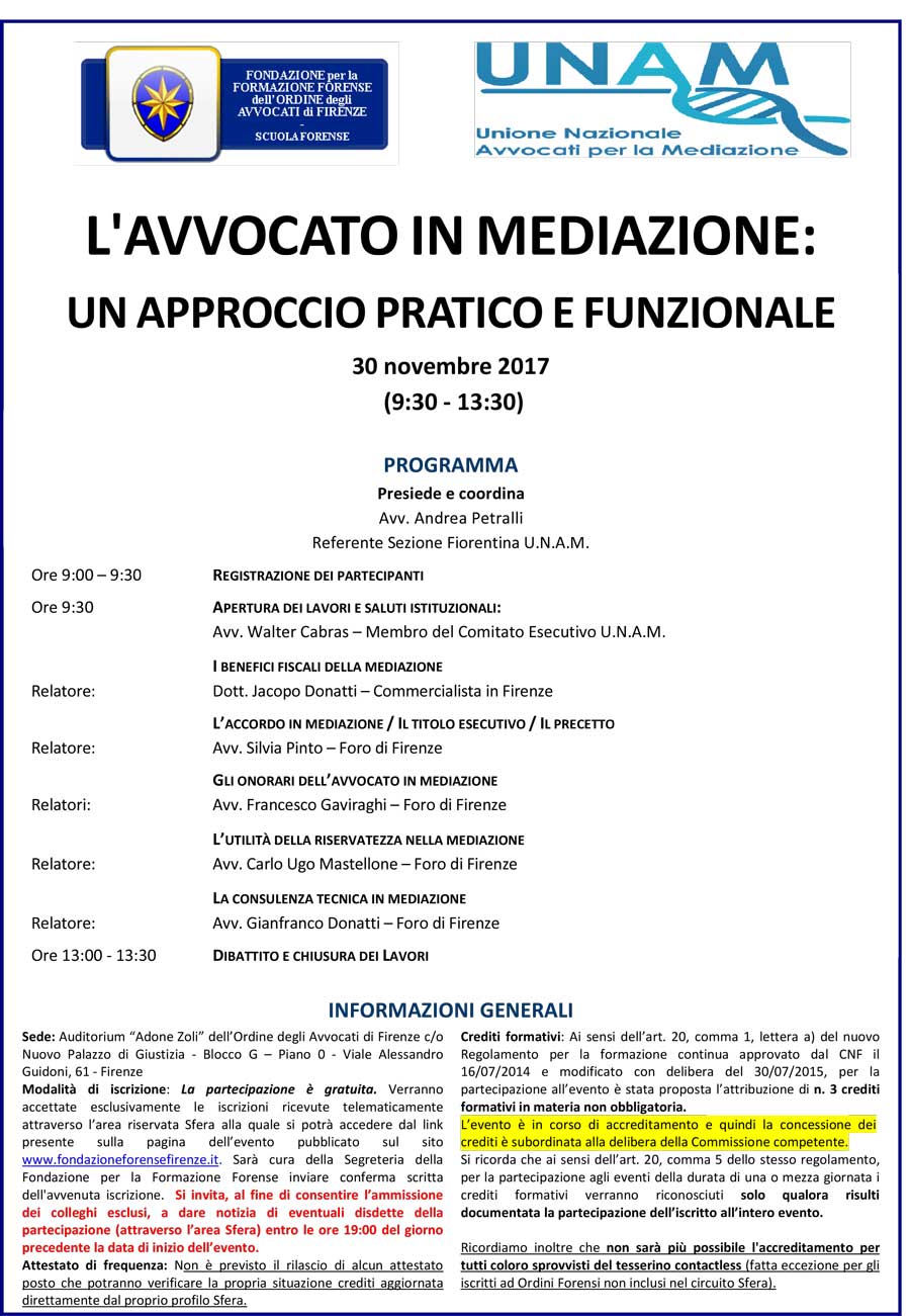 La mediazione: un sistema di conciliazione delle controversie. Se ne parla a Firenze