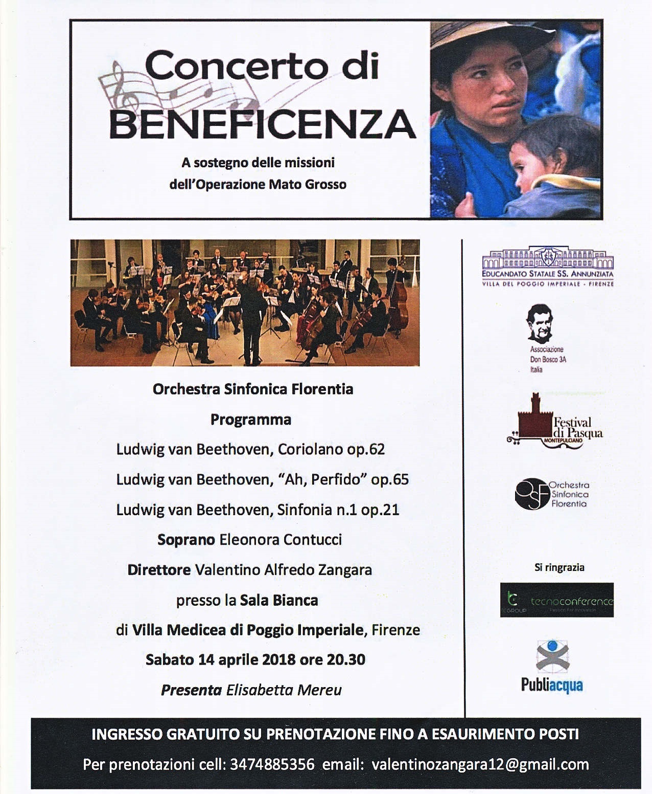 Mato Grosso. Concerto di beneficenza al Poggio Imperiale di Firenze