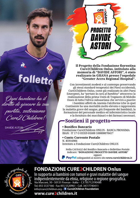 Nuova mission di Cure2children in Ghana: verrà intitolata a Davide Astori la nuova unità