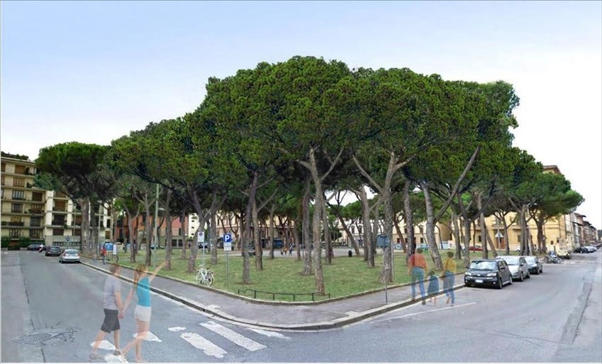 La piazza sognata nel rendering dell'Associazione