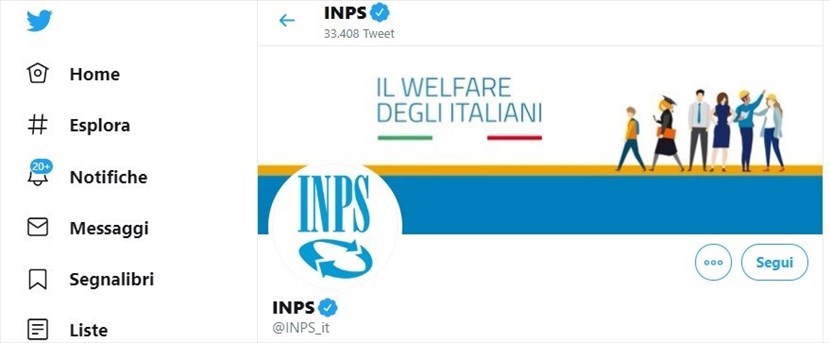 Profilo Inps su Twitter