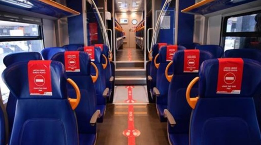 Distanziamento sul treno