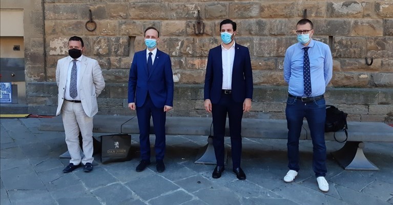 I rappresentanti della Lega oggi dopo la conferenza stampa in Palazzo Vecchio