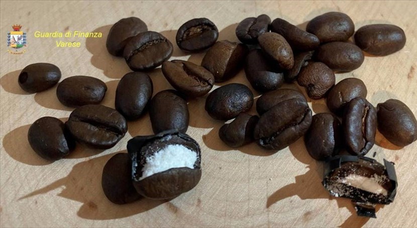 Chicchi di caffè riempiti di cocaina