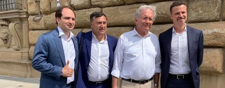 Josep Commisso, Joe Barone, Francesco Casini e il Sovrintendete Pessina dopo l'incontro di ieri