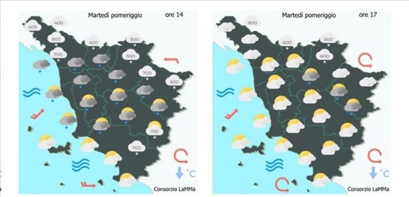 Le previsioni Lamma per martedì