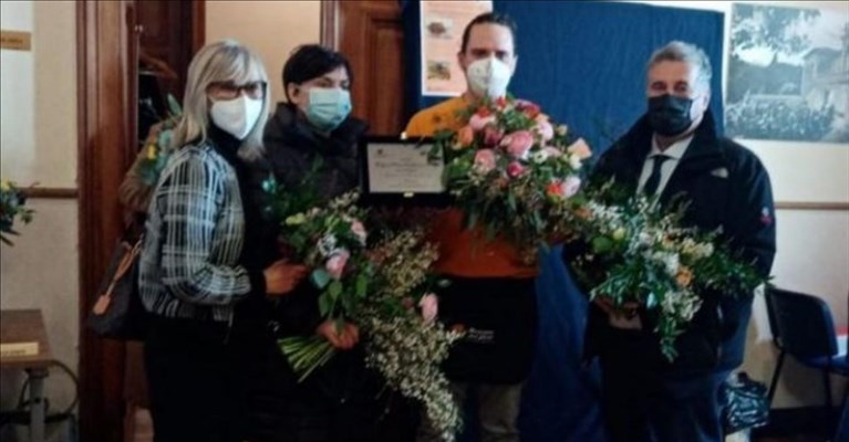 Francesco Innocenti nel momento del trionfo