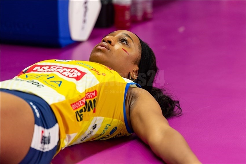 La schiacciatrice dell’Imoco Volley Conegliano Loveth Oghosasere Omoruyi (9).