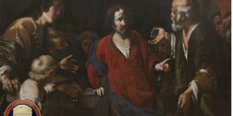 Il tributo della moneta”, olio tu tela attribuito a Bernardo Strozzi