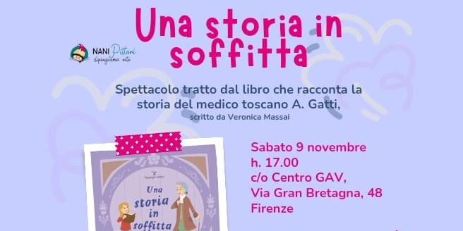 Un taglio della locandina - ""una storia in soffitta"",""Nani pittori
