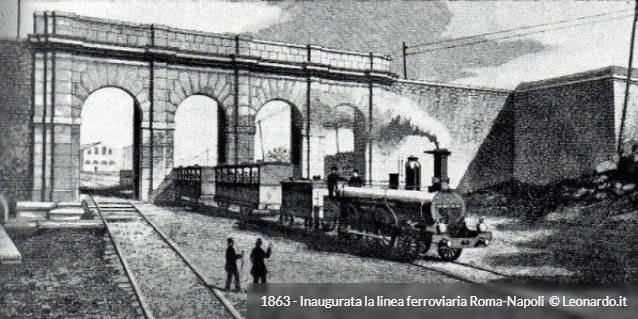 1863 - Inaugurata la linea ferroviaria Roma-Napoli (162 anni fa)