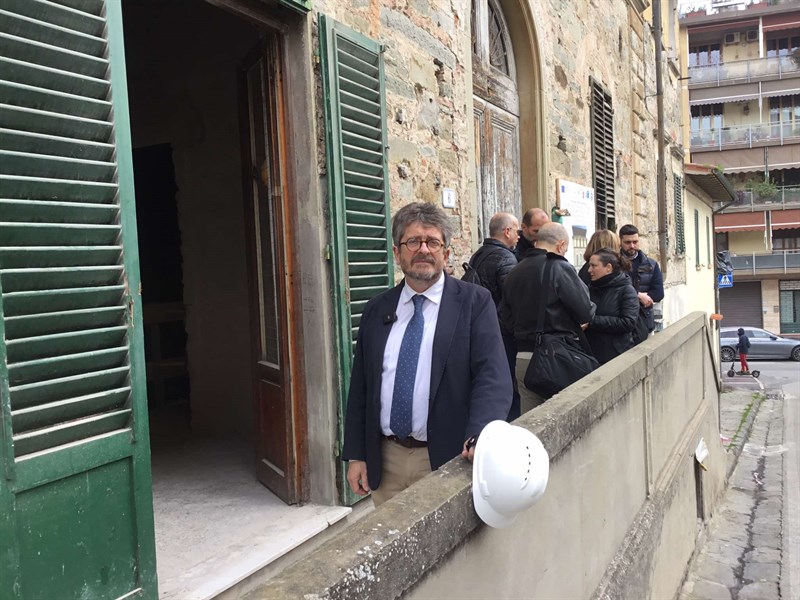 Un momento del sopralluogo al cantiere