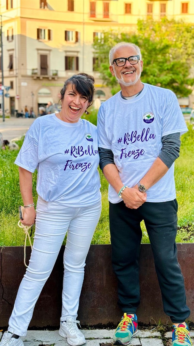 Antonio con Francesca Marrazza nella loro ""Ribella Firenze"",""facebook