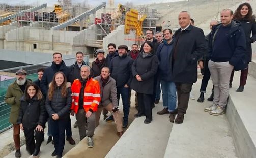 La commissione in visita allo stadio