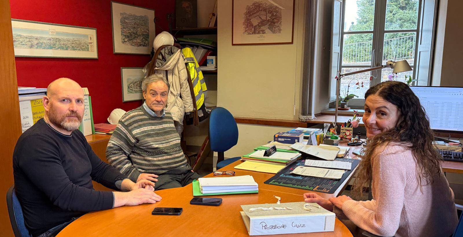 Da sx sindaco David Baroncelli, assessore ai lavori pubblici Roberto Fontani e responsabile lavori Pubblici Comune Chiara Martellacci