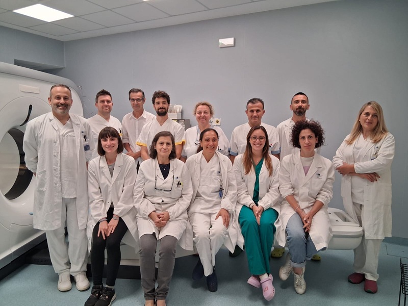 La Tac con la drssa Ricupero e tutto il gruppo della Radiologia HP