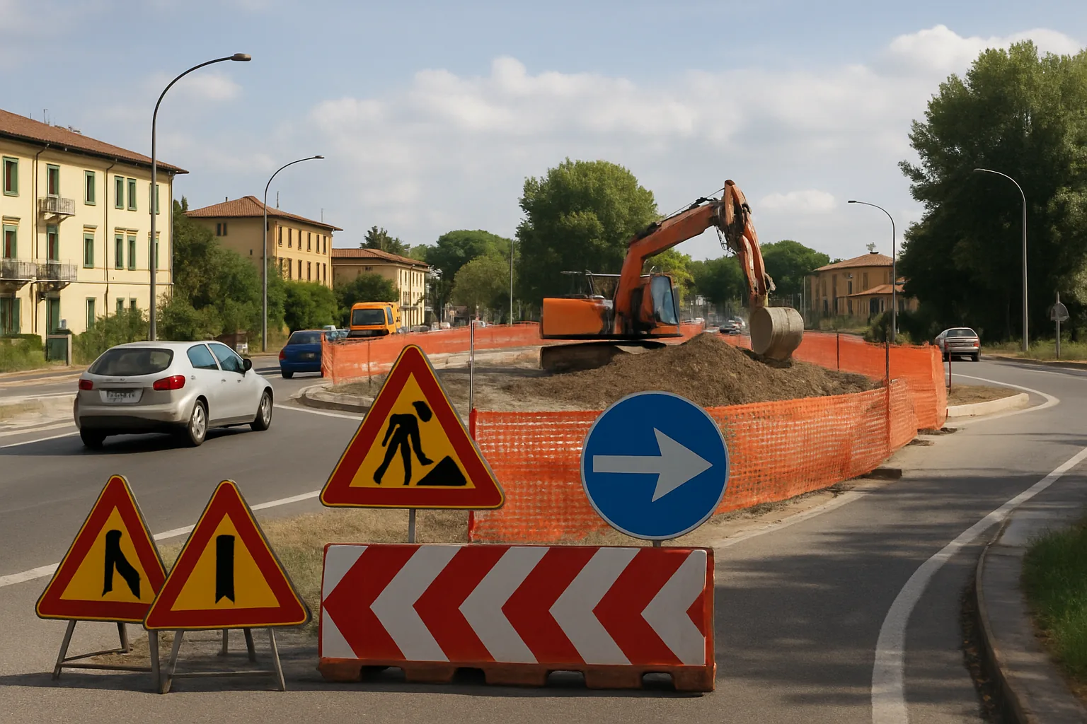 Empoli, lavori alla rotatoria di viale Petrarca: come cambia la viabilità